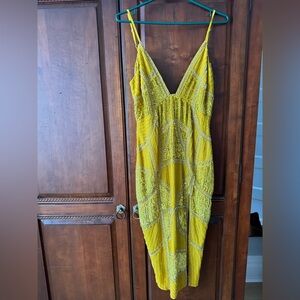 Yellow Beaded Strappy Dress